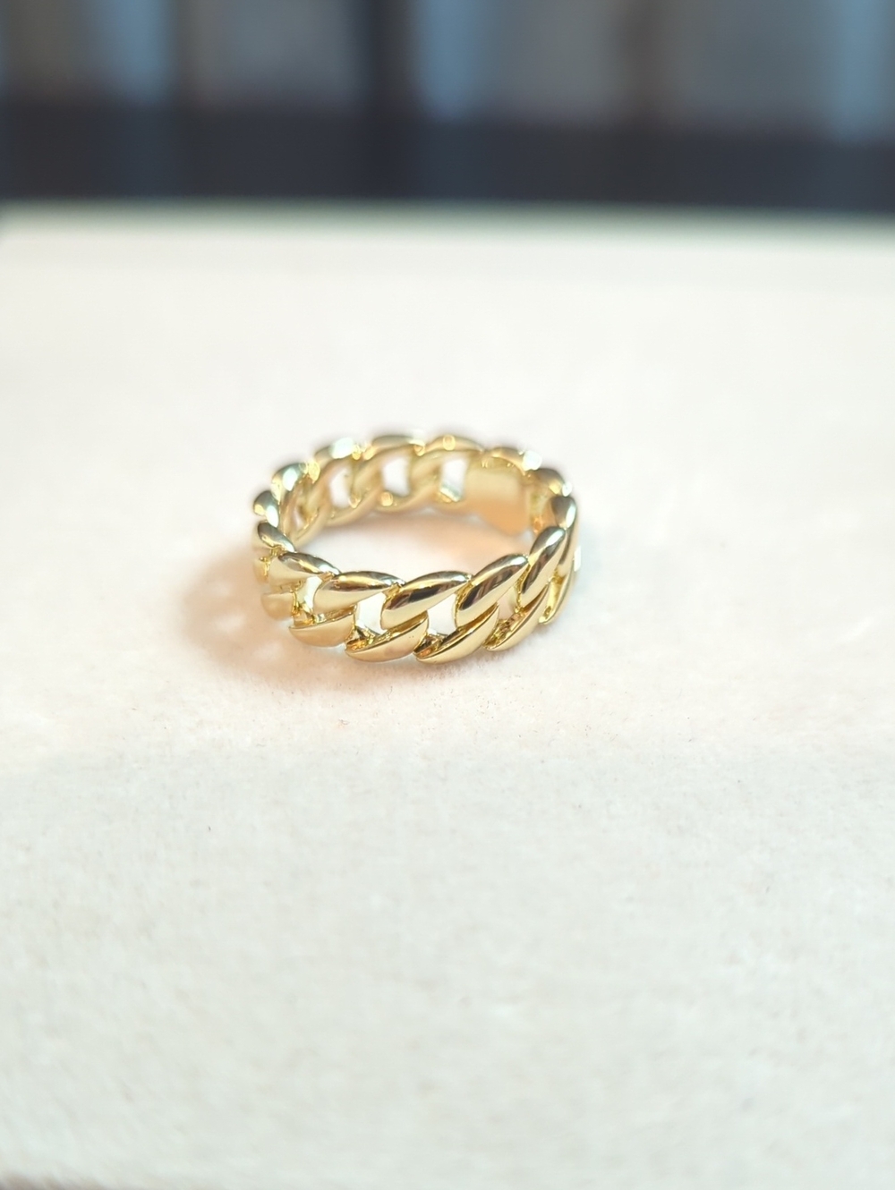 Gold Plated Chain Link Band Ring - Women Jewelry Size 9